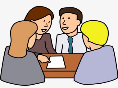 Billede af fire tegnede mennesker til møde